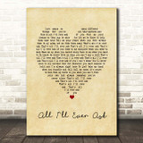 John Holt All I'll Ever Ask Vintage Heart Song Lyric Print