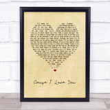 Johnny Cash Cause I Love You Vintage Heart Song Lyric Print
