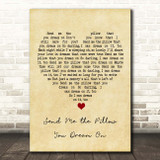 Johnny Tillotson Send Me the Pillow You Dream On Vintage Heart Song Lyric Print