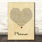 Jonas Blue Mama Vintage Heart Song Lyric Print