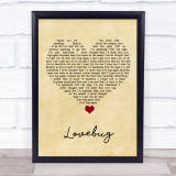 Jonas Brothers Lovebug Vintage Heart Song Lyric Print