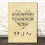 Journey South All of You Vintage Heart Song Lyric Print