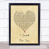 Katie Melua I Cried For You Vintage Heart Song Lyric Print