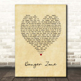 Kenny Loggins Danger Zone Vintage Heart Song Lyric Print