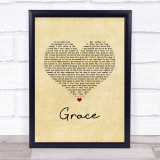Lewis Capaldi Grace Vintage Heart Song Lyric Print