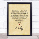 Lionel Richie Lady Vintage Heart Song Lyric Print