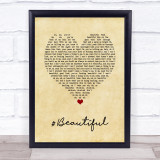 Mariah Carey #Beautiful Vintage Heart Song Lyric Print