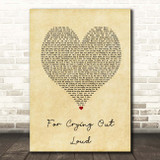 Meat Loaf For Crying Out Loud Vintage Heart Song Lyric Print