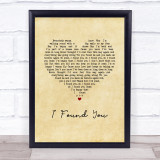 Axwell I Found You Vintage Heart Song Lyric Print