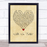Sam Fender Will We Talk Vintage Heart Song Lyric Wall Art Print