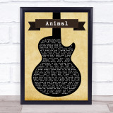 Def Leppard Animal Black Guitar Song Lyric Quote Music Print