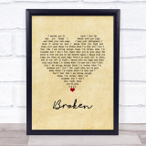Seether Broken Vintage Heart Song Lyric Wall Art Print