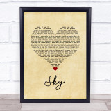 Sonique Sky Vintage Heart Song Lyric Wall Art Print