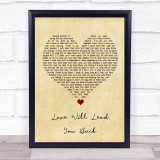 Taylor Dayne Love Will Lead You Back Vintage Heart Song Lyric Wall Art Print