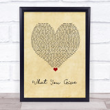Tesla What You Give Vintage Heart Song Lyric Wall Art Print