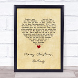 The Carpenters Merry Christmas, Darling Vintage Heart Song Lyric Wall Art Print