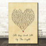 The Kinks All Day And All Of The Night Vintage Heart Song Lyric Wall Art Print