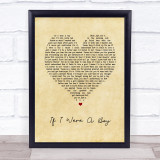Beyonce If I Were A Boy Vintage Heart Song Lyric Wall Art Print