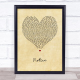 Thomas Rhett Notice Vintage Heart Song Lyric Wall Art Print