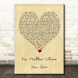Us The Duo No Matter Where You Are Vintage Heart Song Lyric Wall Art Print