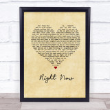 Van Halen Right Now Vintage Heart Song Lyric Wall Art Print