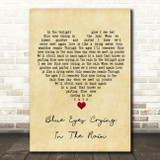Willie Nelson Blue Eyes Crying In The Rain Vintage Heart Song Lyric Wall Art Print