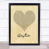 Yungen Bestie Vintage Heart Song Lyric Wall Art Print