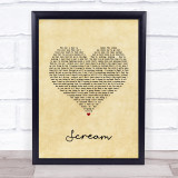 Zac Efron Scream Vintage Heart Song Lyric Wall Art Print