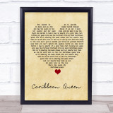 Billy Ocean Caribbean Queen Vintage Heart Song Lyric Wall Art Print