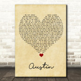 Blake Shelton Austin Vintage Heart Song Lyric Wall Art Print