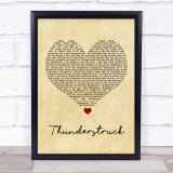 AC DC Thunderstruck Vintage Heart Song Lyric Wall Art Print