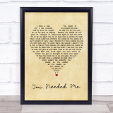 Boyzone You Needed Me Vintage Heart Song Lyric Wall Art Print