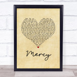 Brett Young Mercy Vintage Heart Song Lyric Wall Art Print