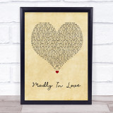 Bros Madly In Love Vintage Heart Song Lyric Wall Art Print