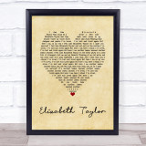 Clare Maguire Elizabeth Taylor Vintage Heart Song Lyric Wall Art Print