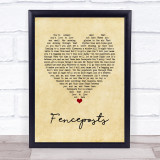 Cody Johnson Fenceposts Vintage Heart Song Lyric Wall Art Print