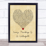 Coldplay Every Teardrop Is A Waterfall Vintage Heart Song Lyric Wall Art Print