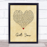 Daniel Caesar Get You Vintage Heart Song Lyric Wall Art Print