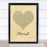 David Cassidy Cherish Vintage Heart Song Lyric Wall Art Print