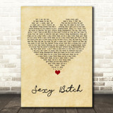 David Guetta Sexy Bitch Vintage Heart Song Lyric Wall Art Print