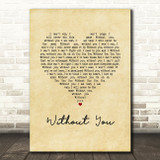 David Guetta Without You Vintage Heart Song Lyric Wall Art Print