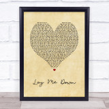Dirty Heads Lay Me Down Vintage Heart Song Lyric Wall Art Print