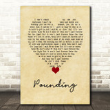 Doves Pounding Vintage Heart Song Lyric Wall Art Print