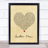 Elvis Presley Guitar Man Vintage Heart Song Lyric Wall Art Print