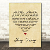 Elvis Presley Stay Away Vintage Heart Song Lyric Wall Art Print