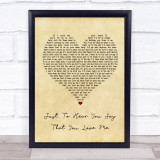 Faith Hill Just To Hear You Say That You Love Me Vintage Heart Song Lyric Wall Art Print
