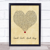 Florida Georgia Line Good Girl, Bad Boy Vintage Heart Song Lyric Wall Art Print