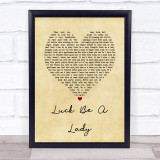 Frank Sinatra Luck Be A Lady Vintage Heart Song Lyric Wall Art Print