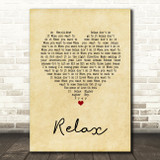 Frankie Goes To Hollywood Relax Vintage Heart Song Lyric Wall Art Print