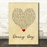 Frederic Weatherly Danny Boy Vintage Heart Song Lyric Wall Art Print